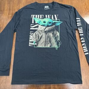 Star Wars Yoda This is the Way Long Sleeve T-Shirt Men's Large 100% Cotton